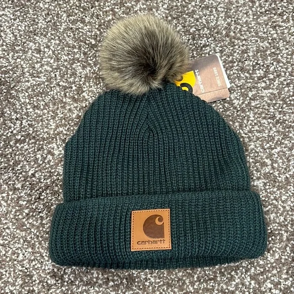 Carhartt Accessories Carhartt Pom Beanie Fleece Lined Elm